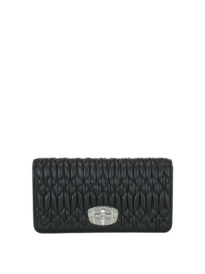 MIU MIU: borse a tracolla - Borsetta in nappa matelassé con cristalli