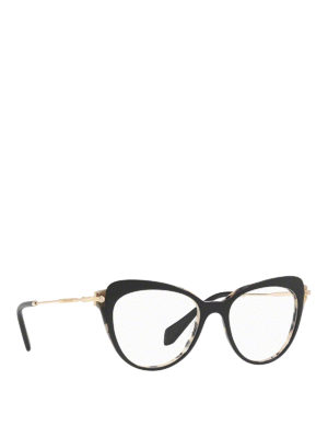 MIU MIU: Glasses - Black and havana cat-eye optical glasses