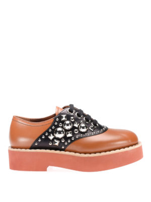 MIU MIU: scarpe stringate - Allacciate bicolore con borchie