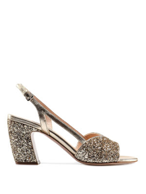 MIU MIU: sandali - Sandali in pelle laminata e glitter
