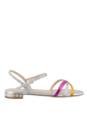 MIU MIU: sandali - Sandali in vernice e glitter