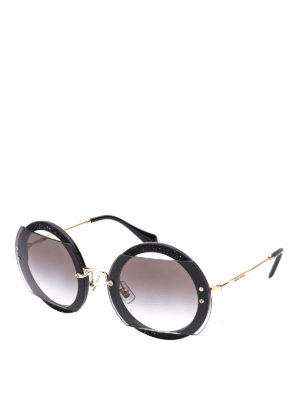 MIU MIU: sunglasses - Cut-out lens black rhinestone sunglasses