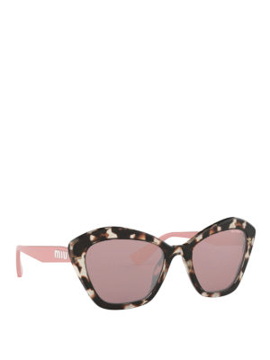 MIU MIU: sunglasses - Pink lens havana cat-eye sunglasses