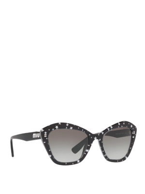 MIU MIU: sunglasses - Star patterned black cat-eye sunglasses