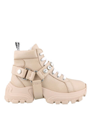 MIU MIU: sneakers - Sneaker alte gioiello in pelle craquelé