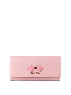 MIU MIU: portafogli - Portafoglio con fiocco rosa confetto