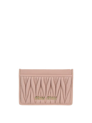 MIU MIU: portafogli - Portacarte in pelle matelassé