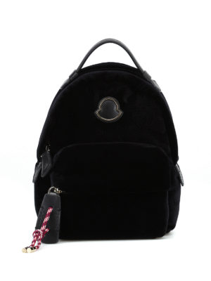 MONCLER: zaini - Mini zaino Juniper in velluto nero