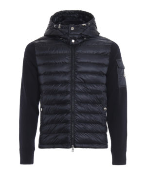 MONCLER: cardigan - Cardigan in lana con parte davanti imbottita