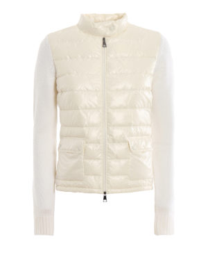 MONCLER: cardigan - Cardigan in lana con front imbottito