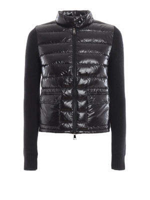 MONCLER: cardigans - Padded front wool cardigan