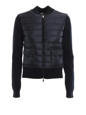 MONCLER: cardigans - Padded front wool cardigan