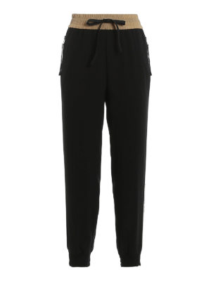 MONCLER: casual trousers - Cady trousers with logo bands