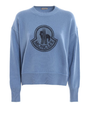 MONCLER: Strickpullover mit Rundhalsausschnitt - Rundhalspullover - Hellblau