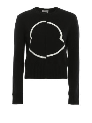 MONCLER: crew necks - Logo intarsia wool sweater