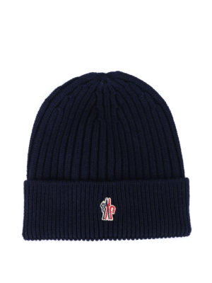 MONCLER GRENOBLE: berretti - Berretto blu in lana a coste Après-ski