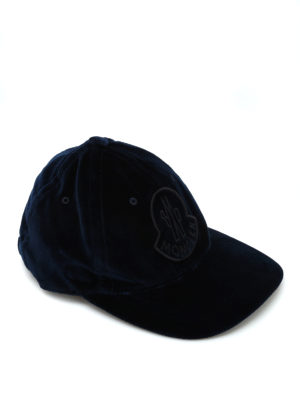 MONCLER: cappelli - Cappellino da baseball in velluto blu