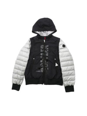 MONCLER JR: padded coats - Merlat jacket in grey and black with hood