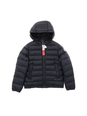 MONCLER JR: padded coats - Rook black down jacket with hood