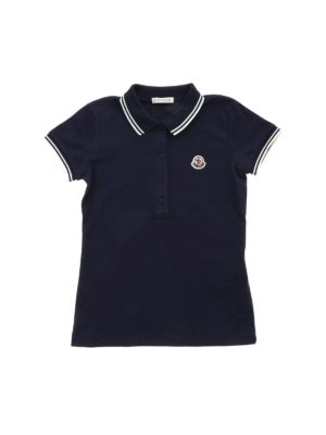 MONCLER JR: polo shirts - 3 buttons polo shirt in blue with white edges