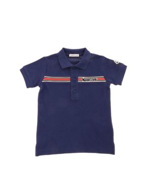 MONCLER JR: polo shirts - Logo details polo shirt in blue