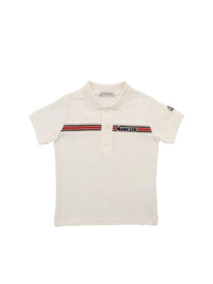 MONCLER JR: polo shirts - Logo details polo shirt in cream color