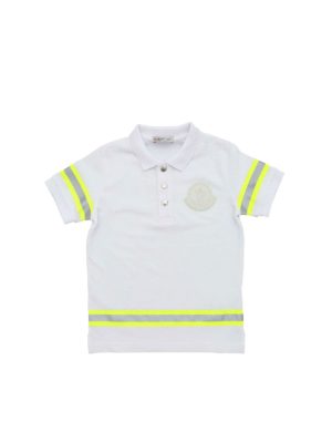 MONCLER JR: polo shirts - Neon yellow details polo shirt in white