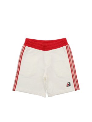 MONCLER JR: shorts - Logo details bermuda shorts in cream color