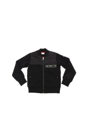 MONCLER JR: Sweatshirts & Sweaters - Black sweatshirt with embroidered logo