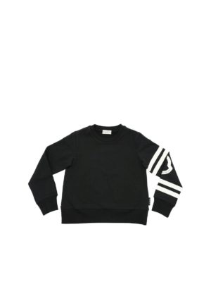 MONCLER JR: Sweatshirts & Sweaters - Black sweatshirt with white print
