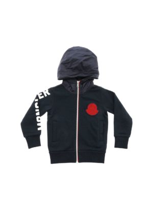 MONCLER JR: Sweatshirts & Sweaters - Blue hoodie in technical fabric