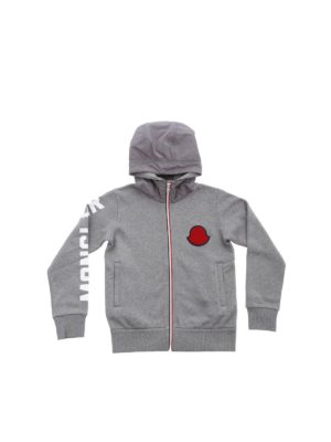 MONCLER JR: Sweatshirts & Sweaters - Gray sweatshirt in technical fabric with hood