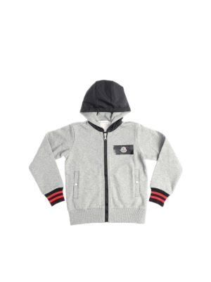 MONCLER JR: Sweatshirts & Sweaters - Gray technical fabric hoodie