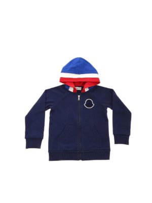 MONCLER JR: Sweatshirts & Sweaters - Tone-on-tone logo patch sweatshirt in blue