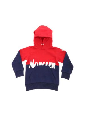 MONCLER JR: Sweatshirts & Sweaters - White logo print sweatshirt in red and blue