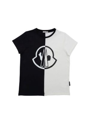 MONCLER JR: t-shirts - Moncler print T-shirt in black and white