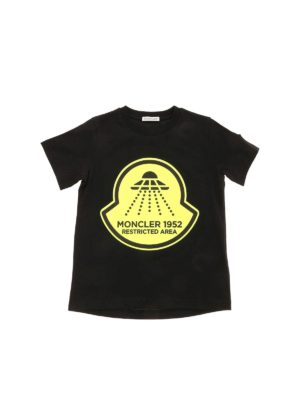 MONCLER JR: t-shirts - Neon print T-shirt in black