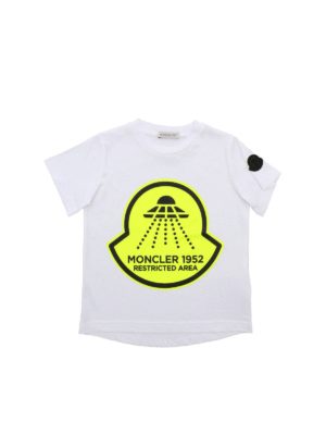 MONCLER JR: t-shirts - Neon print T-shirt in white