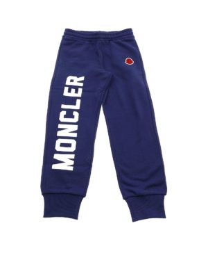 MONCLER JR: trousers - Blue trousers with contrasting logo