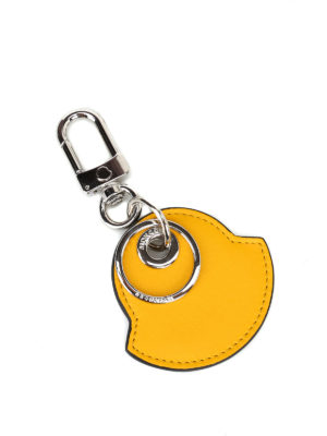 MONCLER: portachiavi - Portachiavi Charm5 in pelle gialla e nera