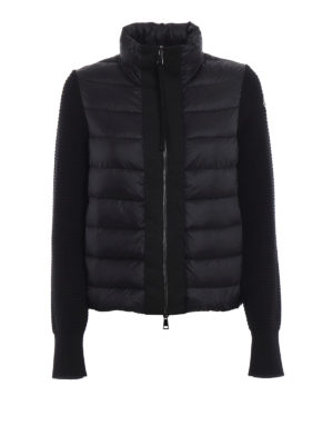 MONCLER: giacche imbottite - Giacca imbottita in nylon e lana nera