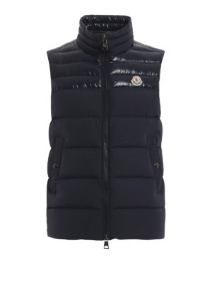MONCLER: giacche imbottite - Gilet piuma Deneb color blu scuro