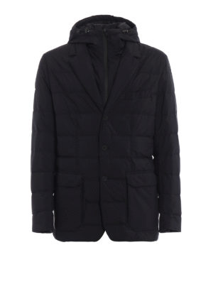 MONCLER: giacche imbottite - Blazer nero Vernoux con cappuccio fisso
