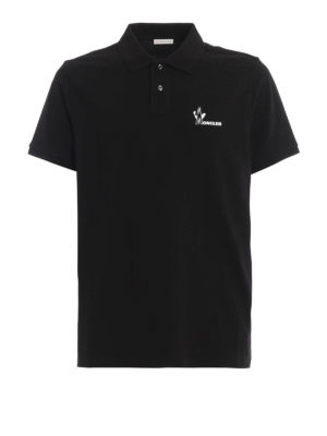 MONCLER: polo - Polo con stampa logo a contrasto
