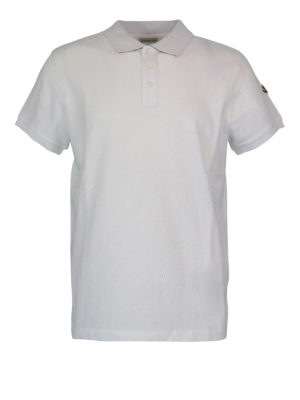 MONCLER: polo shirts - Piqué polo with logo print undercollar
