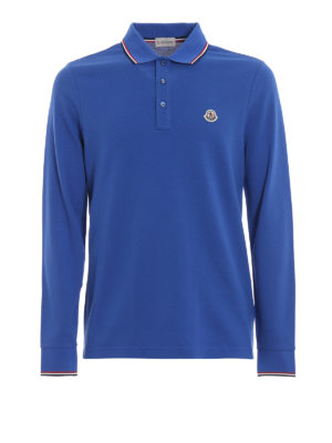 MONCLER: polo - Polo in cotone piqué a manica lunga