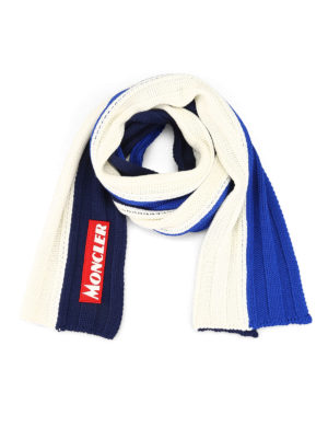 MONCLER: sciarpe e foulard - Sciarpa in lana a coste inglesi color block