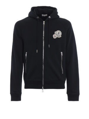 MONCLER: Felpe e maglie - Felpa blu con cappuccio e logo doppio