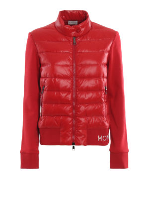 MONCLER: Felpe e maglie - Felpa rossa con front imbottito