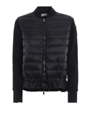 MONCLER: Felpe e maglie - Giacca felpata nera con nylon imbottito